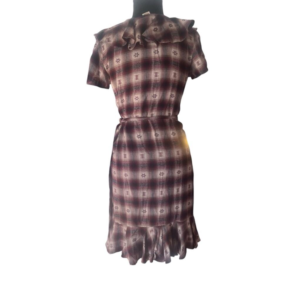Y2K Ralph Lauren Denim & Supply Plaid Boho Grunge Southwestern Wrap Dress XS - Picture 8 of 9